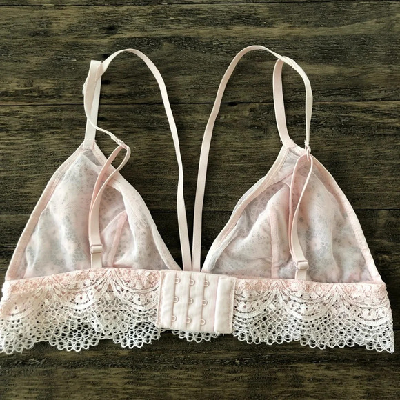 Victorias Secret Size Large Light Pink Lace Bralette Bra Strappy Front Unlined L - Picture 3 of 3